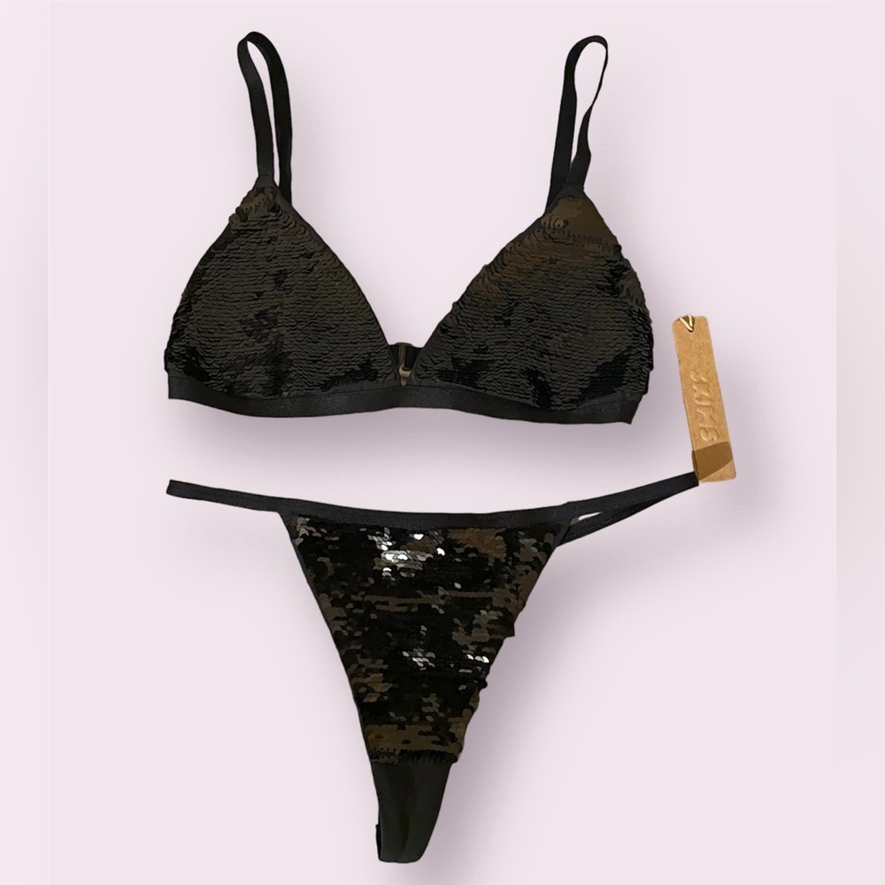 Skims sequined bralette and thong set
